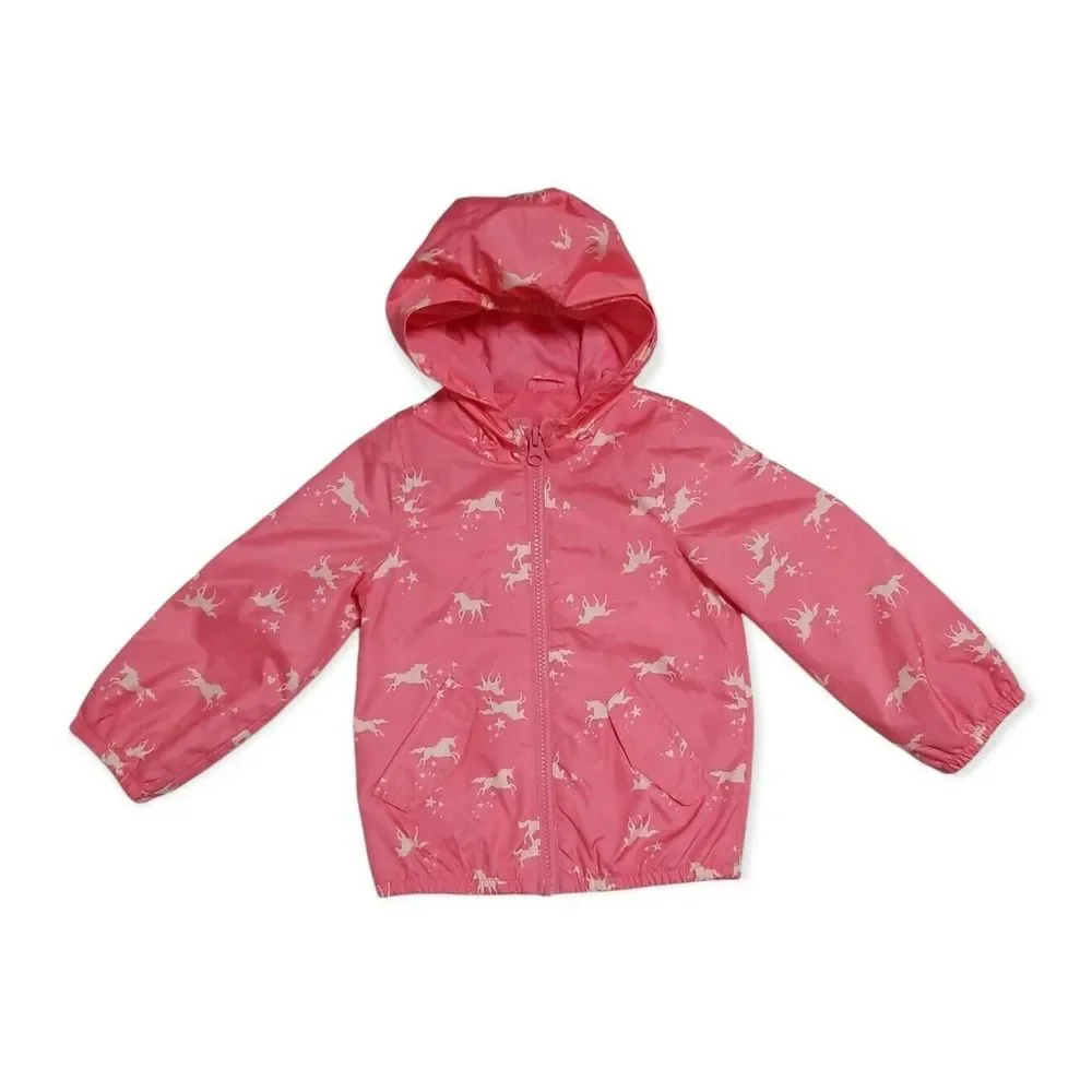 Carter's Girls 24 Mouth Unicorns‎ Stars Raincoat Jacket Coat Pink Hooded Kids